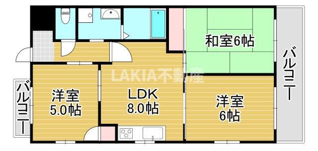 グレースすわ(3LDK/2階)の間取り写真