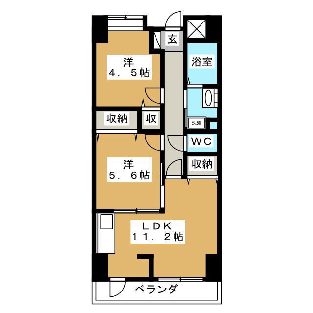 オークレスト東堀切(2LDK/5階)の間取り写真