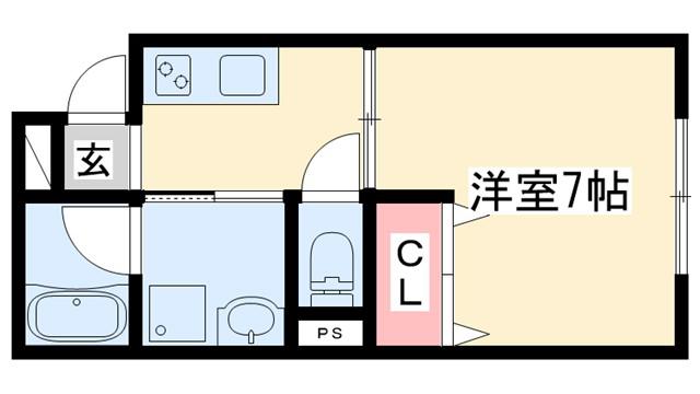 リープラス三木本町(1K/2階)の間取り写真