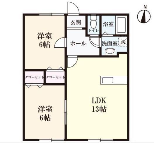 SERAI八番館 A棟(2LDK/1階)の間取り写真