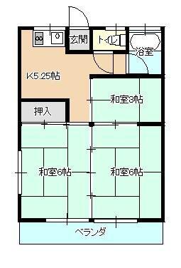 吉元アパート(3K/2階)の間取り写真