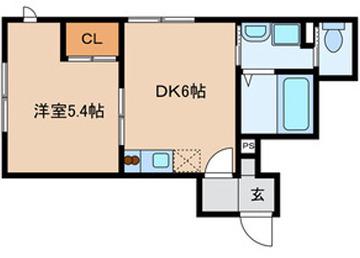 サウスONE(1DK/1階)の間取り写真