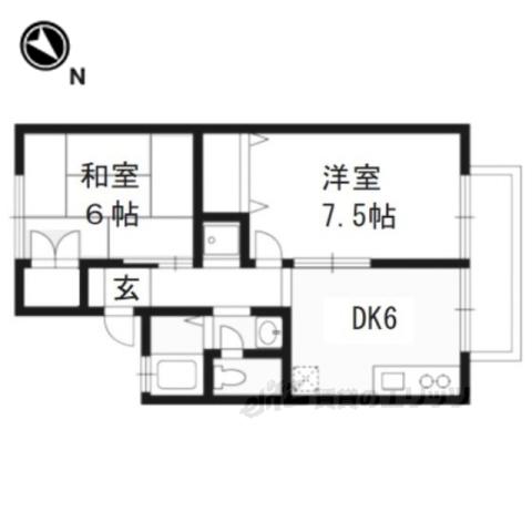 シャルマン桂川(2DK/2階)の間取り写真