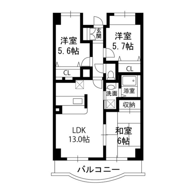 フルールポワール向ヶ丘(3LDK/4階)の間取り写真