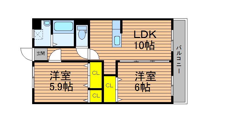 パークサイドM(2LDK/2階)の間取り写真