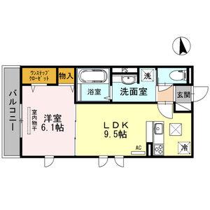 グレイスコートB棟(1LDK/1階)の間取り写真