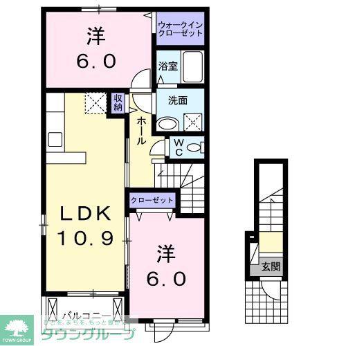 テ・ルサーマ E(2LDK/2階)の間取り写真