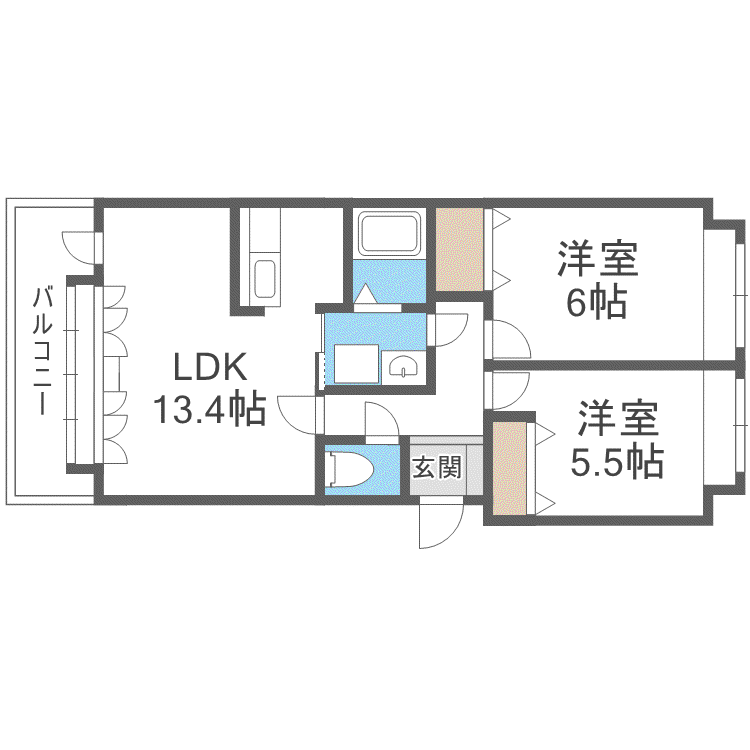 レーヴェ(2LDK/3階)の間取り写真