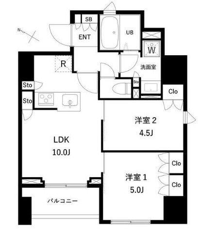 タスキプライムテラス本蓮沼(2LDK/10階)の間取り写真