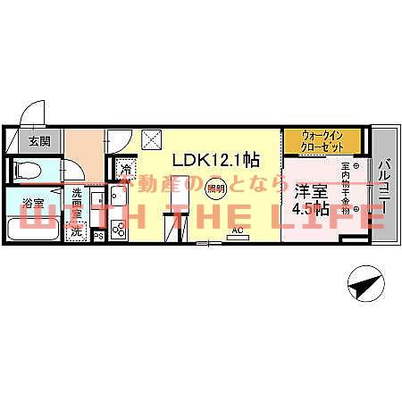 D-ROOM椿(1LDK/1階)の間取り写真