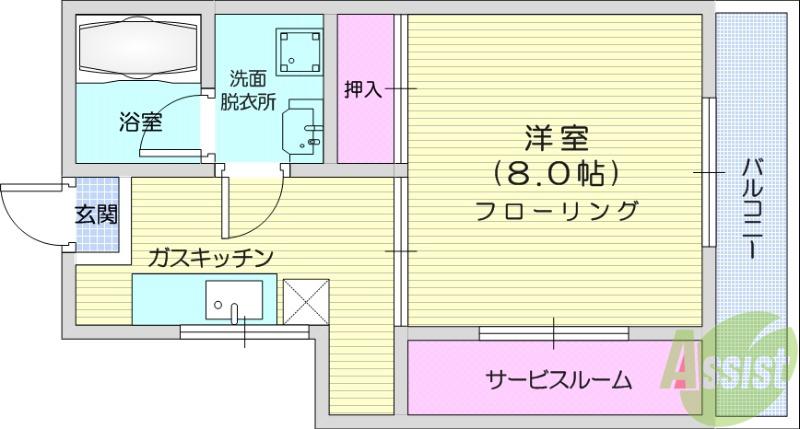 メゾン若林(1K/3階)の間取り写真
