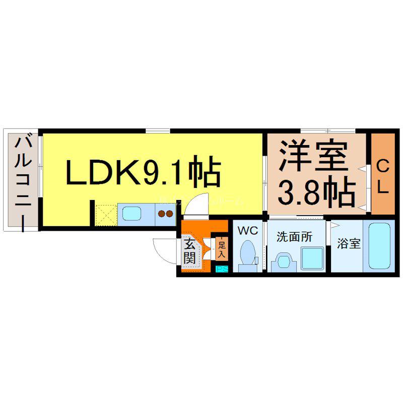 コンパートハウス大曽根(1LDK/2階)の間取り写真
