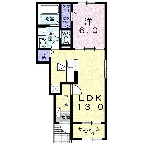 ニーノ ヴィラ(1LDK/1階)の間取り写真