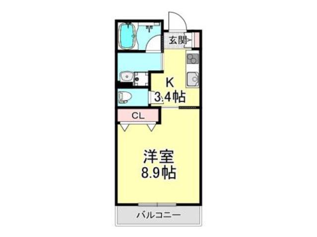 PLEIN SOLEIL 仁保A棟(1K/1階)の間取り写真