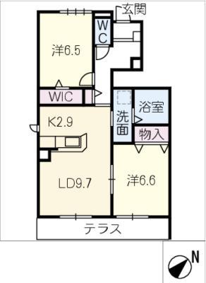 JA名古屋市南区元鳴尾(2LDK/1階)の間取り写真