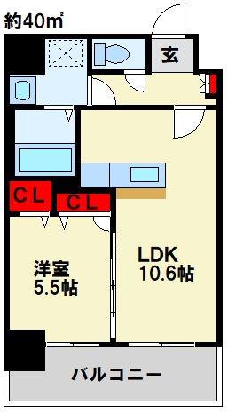F・STAGE折尾(1LDK/8階)の間取り写真