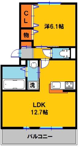 セジュール・オリヴィエC(1LDK/1階)の間取り写真