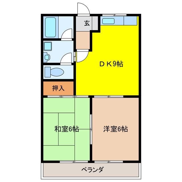 イマージュRYOKE(2DK/2階)の間取り写真