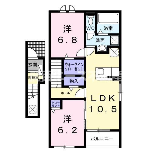 ラ・メゾン・セレニテ(2LDK/2階)の間取り写真