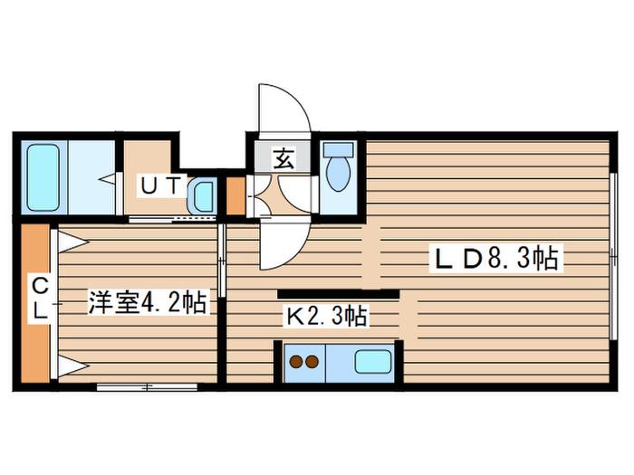 カーサグロリア(1LDK/2階)の間取り写真