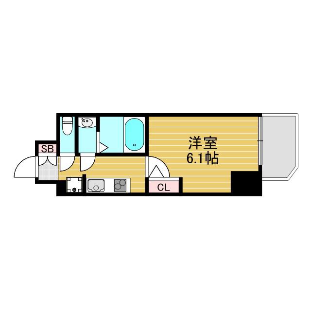 エムブイインプ新大阪(1K/12階)の間取り写真
