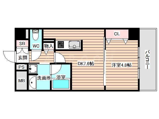 フォルテ福島(1DK/3階)の間取り写真