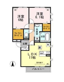 アルぺージュ大森D棟(2LDK/1階)の間取り写真