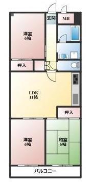 メゾン二本松(3LDK/4階)の間取り写真