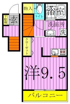 イビサⅠ(ワンルーム/2階)の間取り写真