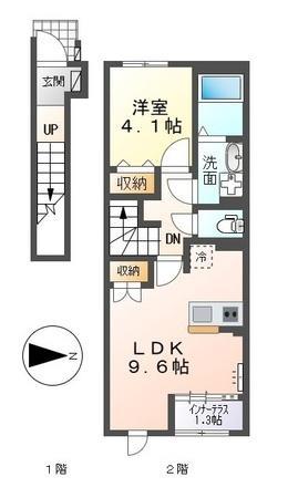 スターテラス中畝(1LDK/2階)の間取り写真