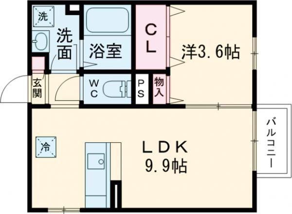 D-HOUSE A棟(1LDK/1階)の間取り写真