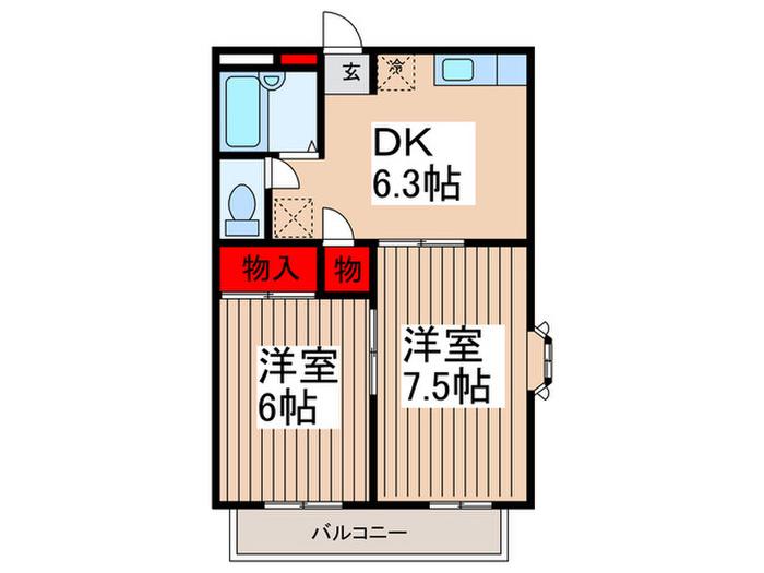 リトル赤見台(2DK/3階)の間取り写真