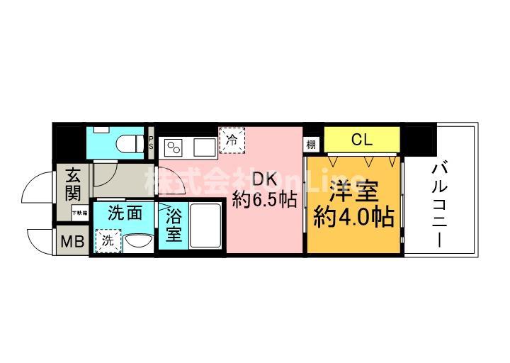 エグゼ大阪CITYオースティン(1DK/2階)の間取り写真