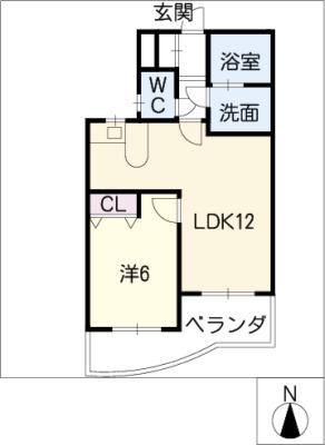 ウェルトータス(1LDK/3階)の間取り写真