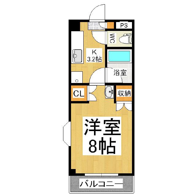 ノーブル中村(1K/3階)の間取り写真