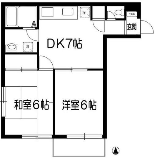 武蔵ハイツI(2DK/3階)の間取り写真