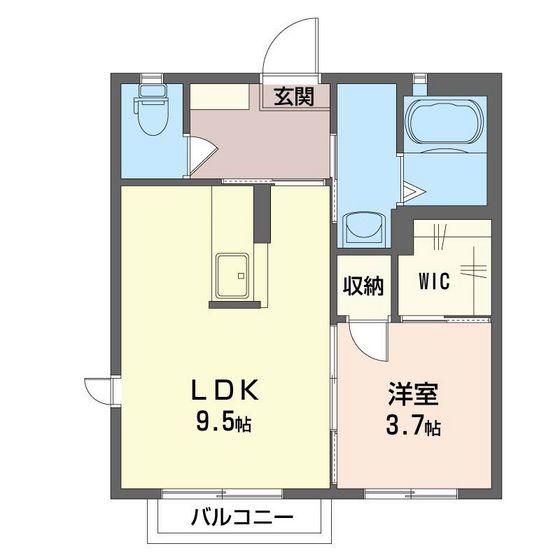 インペリアルA・B(1LDK/2階)の間取り写真