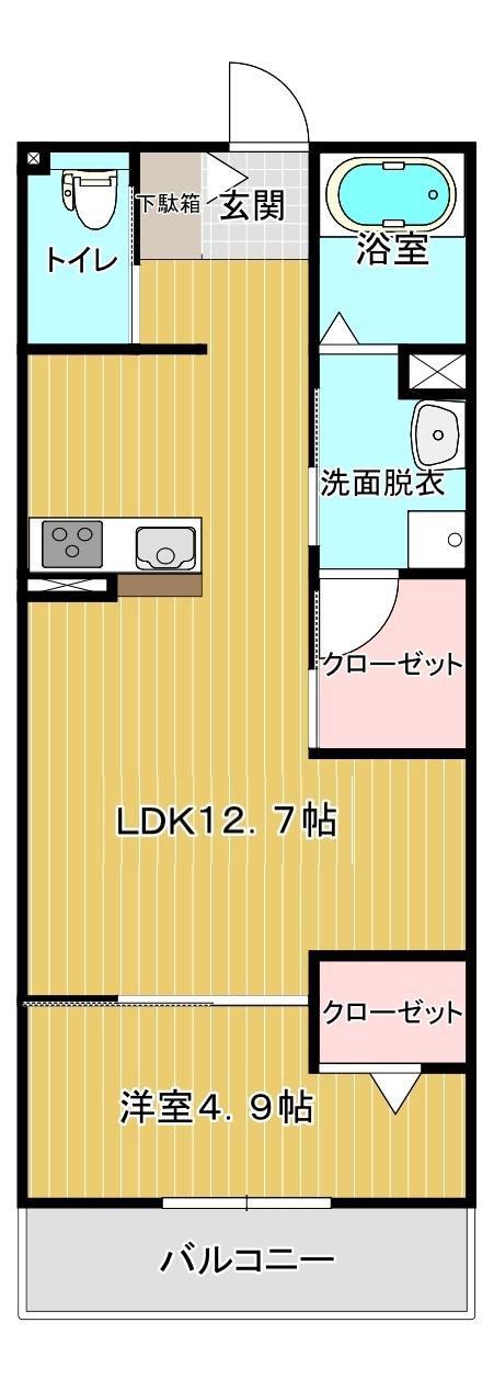 VIA LATTEA I(1LDK/2階)の間取り写真