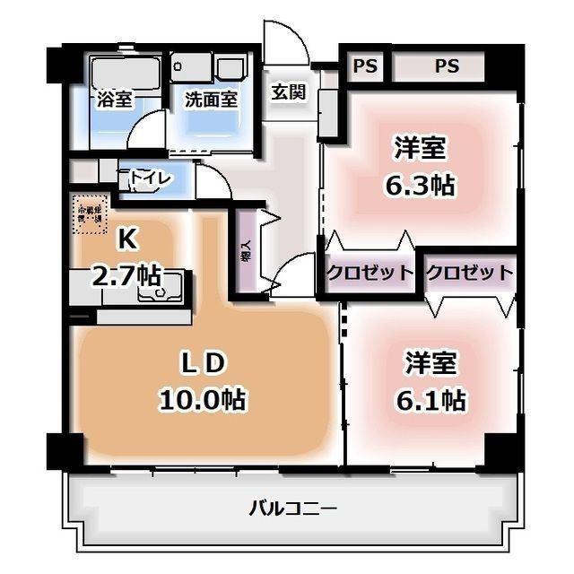ハイウッド(2LDK/5階)の間取り写真