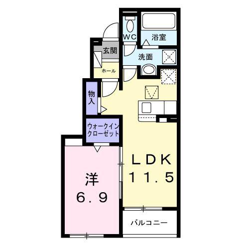 ノール・ボヌール(1LDK/1階)の間取り写真