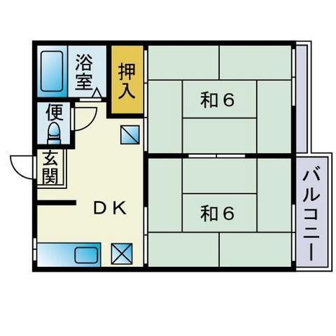 カツラコーポ(2DK/2階)の間取り写真