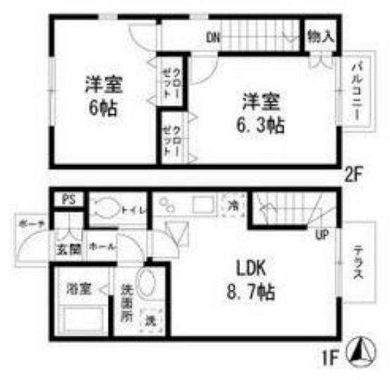 メゾンB(2LDK/1階)の間取り写真