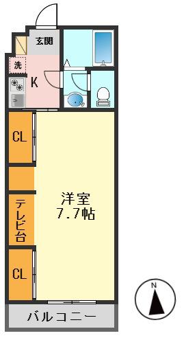 アセット一之江(1K/1階)の間取り写真
