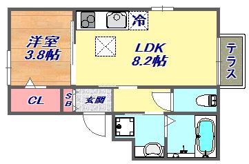 オンズ六甲(1LDK/1階)の間取り写真