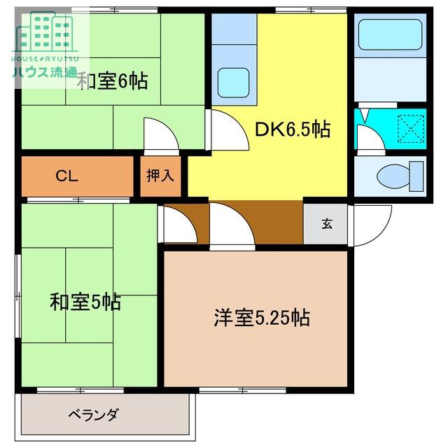 鳥栖ウエストハイツ(2LDK/2階)の間取り写真