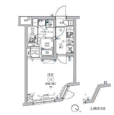 RELUXIA都立大学(1K/1階)の間取り写真