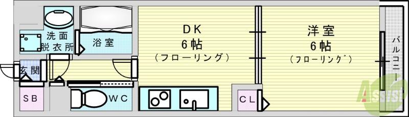 セイントプレイス(1DK/4階)の間取り写真