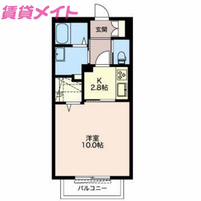 アクシアII(1K/2階)の間取り写真
