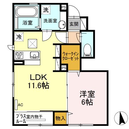 アルペジオー桜丘2丁目-(1LDK/1階)の間取り写真