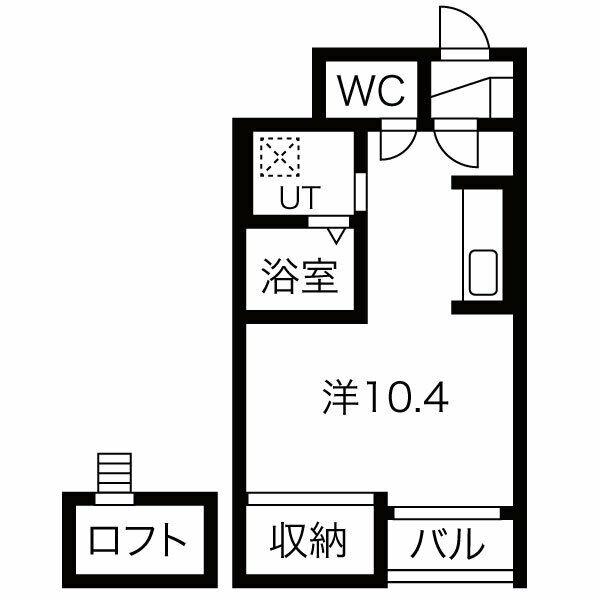 フェルトHANDEN A棟(ワンルーム/1階)の間取り写真